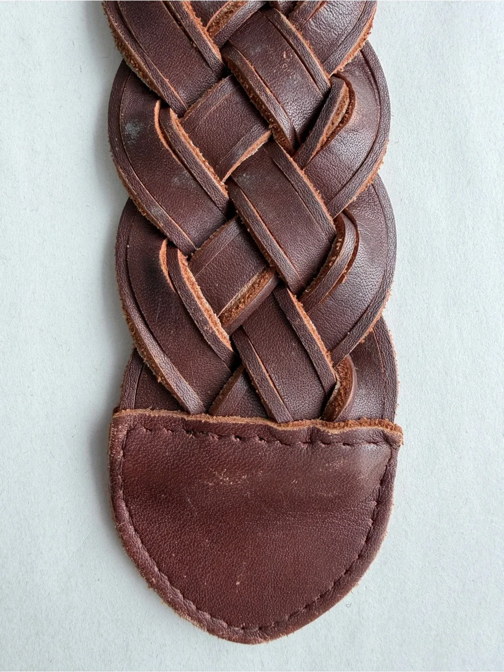 NWT vintage Abercrombie & Fitch Wide Braided Leather Belt Boho Brown Size M/L